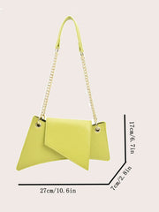Neon Green Chain Novelty Bag Niche Stone Pattern Flap Underarm Bag PU Leather Textured Bag Purse Fashion Versatile Bag Novelty Gifts , Perfect Best Funny Novelty & Gag Gifts