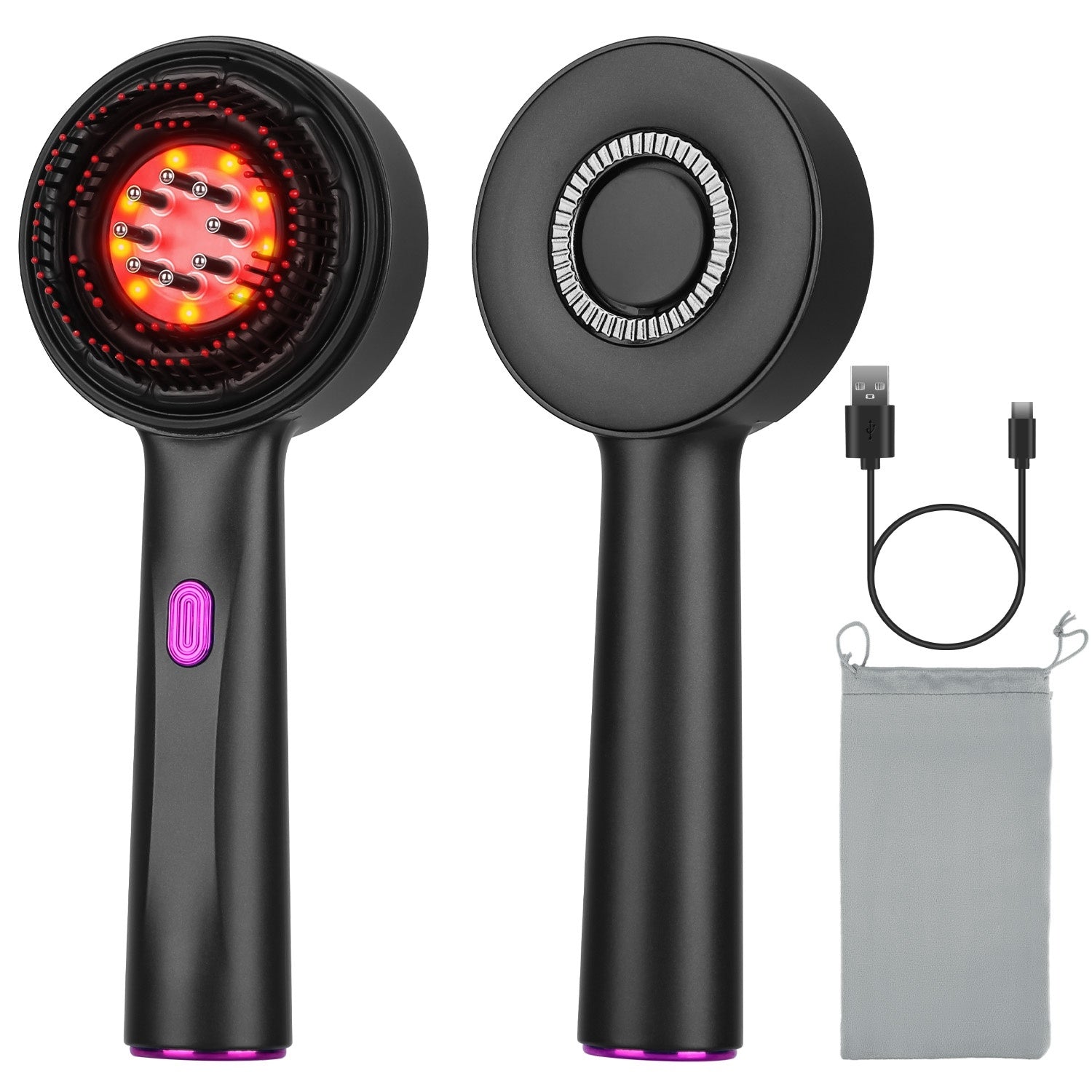 1Set 3 In 1 Red Light Scalp Massager Brush Cordless Hair Oil Applicator Massage Comb With 3 Modes Rechargeable IPX7 Waterproof
