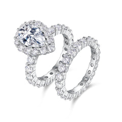 Devoted Dew - Fashionable Men's And Women's Ring And Ring Jewelry Set With Moissanite S925 Sterling Silver And Platinum-plated Diamond.