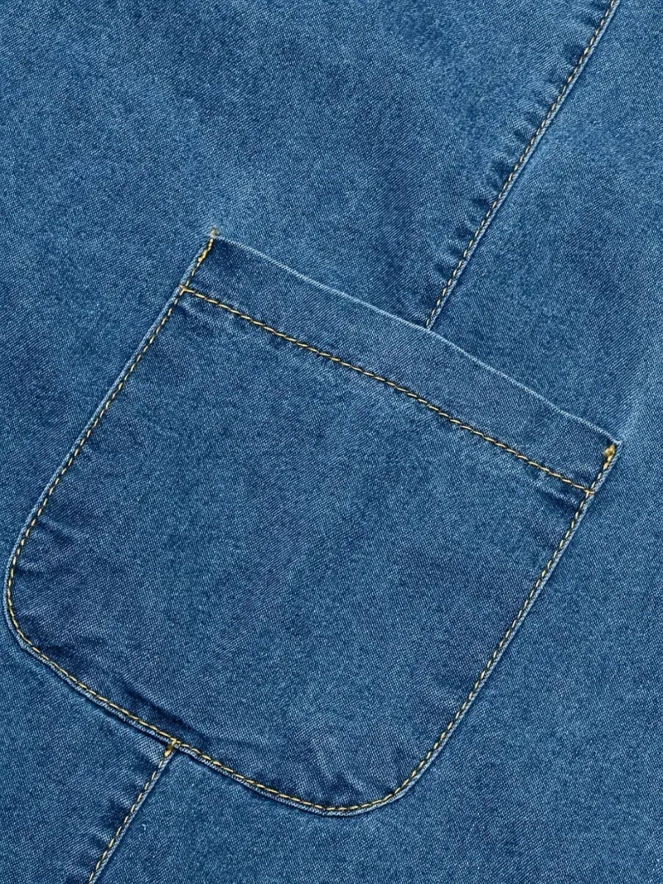 2025 Women's New Denim Dress, V-neck Pleated Pocket, Short Sleeved, Casual Style, Suitable For All Seasons, Fashionable And Good-looking