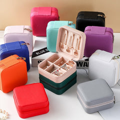 Small Square Ring, Earring, And Necklace Organizer Box - Pink