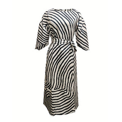 Women's Elegant Geometric Print Batwing Sleeve Round Neck Flowy Maxi Dress Spring Summer Casual Or Fashion Dress