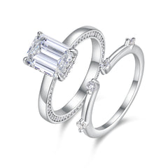 Ice Crystal Love - Fashionable Men's And Women's Ring And Ring Jewelry Set With Moissanite S925 Sterling Silver And Platinum-plated Diamond