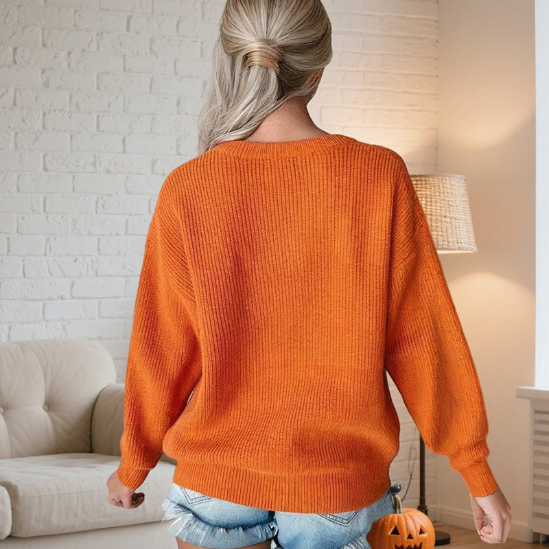 Women's Casual Round Neck Long Sleeve Letter Graphic Sweater Fall Winter Warm Comfortable Pullover Tops