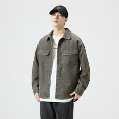 Multi-pocket Loose All-matching Work Clothes Shirt Coat Men's Washed Corduroy Shirt
