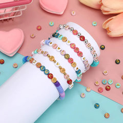 Colored Letter Beads,  1900Pcs 4x7mm Colorful Gold Acrylic Alphabet Beads With 1 Roll Elastic String For Bracelet Necklace Jewelry Making Supplies-Ban On Selling On Amazon