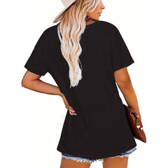 Women's 'HEY BATTER SWING' Baseball Graphic T-Shirt - Soft Short Sleeve Crew Neck Casual Top, Vibrant Cartoon Print