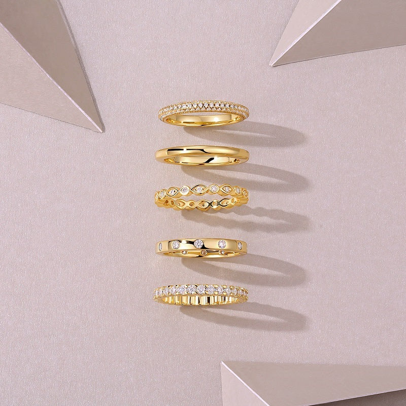 Gold Ring - A Fashionable Men's And Women's Ring And Jewelry Piece Set With Moissanite S925 Sterling Silver And Gold-plated Diamonds