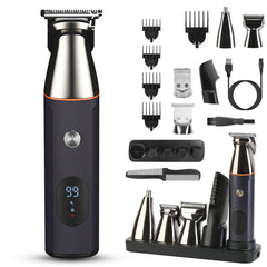 1Set All In One Beard Trimmer For Men With 5 Trimmer Heads IPX5 Waterproof Electric Razor For Face Nose Body Beard Cordless Hair Shaver Clipper Grooming Kit For Men Husband Father