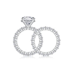Time Vow - Fashionable Men's And Women's Ring Row Jewelry Set With 5-carat Moissan Diamond S925 Sterling Silver And Platinum-plated Diamond