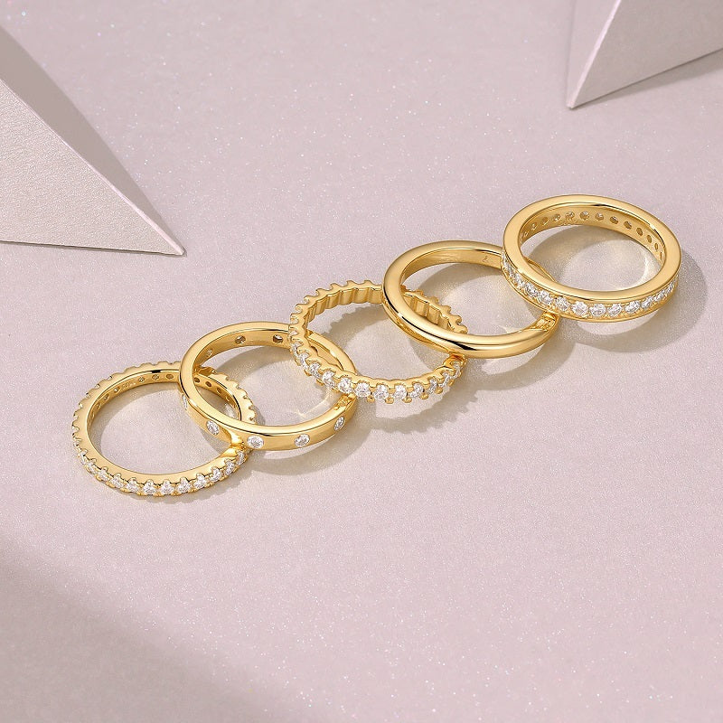 Gold Ring - A Fashionable Men's And Women's Ring And Jewelry Piece Set With Moissanite S925 Sterling Silver And Gold-plated Diamonds