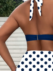 Sexy V Triangle Women's Bikini Set Polka Dot Bikini Neckless Sexy Swimsuit Vacation Style