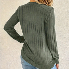 Women's Long Sleeve Blouses Shirts With Ribbed Knit Work Office Basic Tops