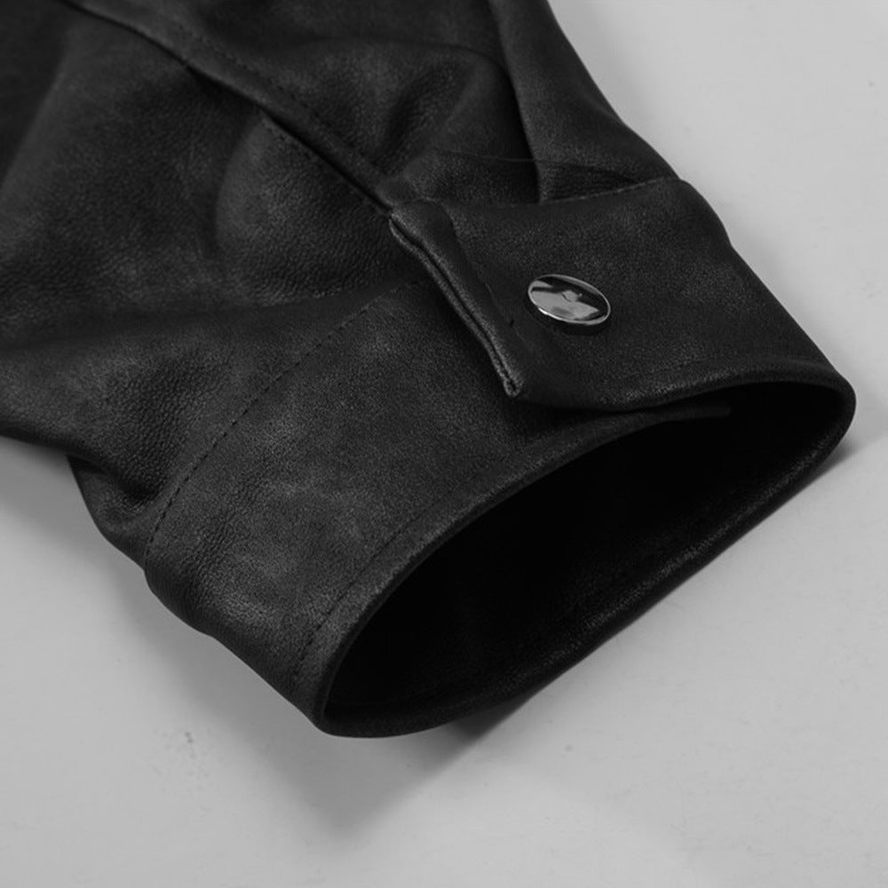 Men's FallWinter Loose Casual Leather Clothing Coat