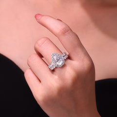 Devoted Dew - Fashionable Men's And Women's Ring And Ring Jewelry Set With Moissanite S925 Sterling Silver And Platinum-plated Diamond.