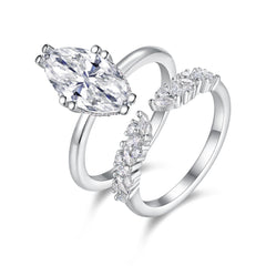 Star Eyes - Fashionable Men's And Women's Ring And Ring Jewelry Set With Moissanite S925 Sterling Silver And Platinum-plated Diamond