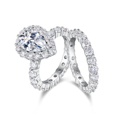 Devoted Dew - Fashionable Men's And Women's Ring And Ring Jewelry Set With Moissanite S925 Sterling Silver And Platinum-plated Diamond.
