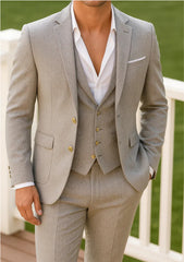 Men's Three Piece Casual Flat Neck Suit With Intelligent Breathability, Suitable For Work Or Wedding