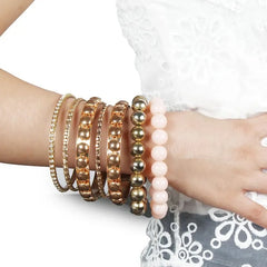 7-Piece Retro Burnished Gold Inlaid Rhinestones Bangle Bracelet Set