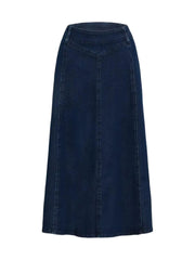 2025 Spring New Women's High Waist Loose A-line Cowboy Skirt, Medium Length Elastic Casual Solid Color Skirt, Elegant For Office And Daily Wear, Fashionable Style Smooth, Cowboy Fabric Washable