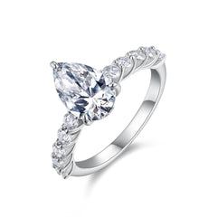 Moonlight Water Drop - A Fashionable Diamond Jewelry Piece Set With Moissanite S925 Sterling Silver And Platinum Diamond Ring