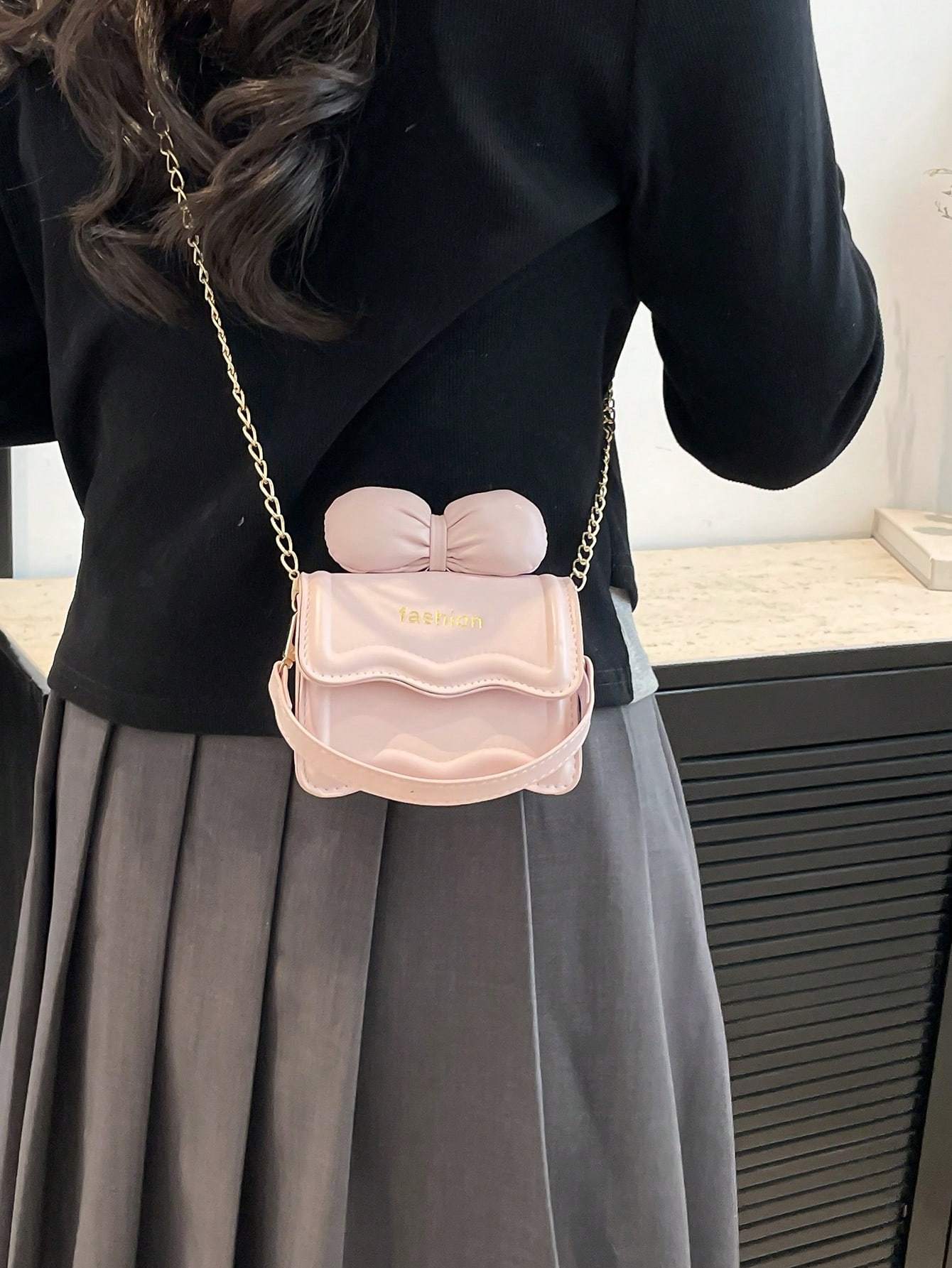 Autumn New Korean Version Mini Children's Girls Shoulder Bag Bow Chain Crossbody Small Bag Parent-child Bag Female Bag