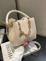 Handbag Pleated Bag Women  Fashion Chain Niche Bucket Bag Personality Shoulder Messenger Bag