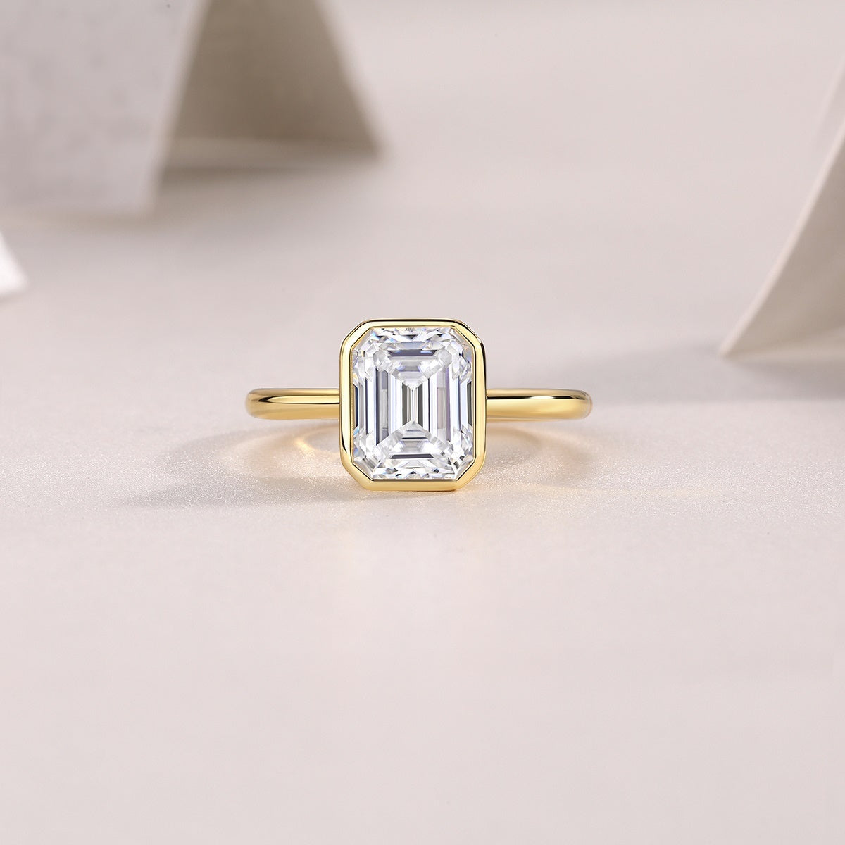 Pagoda - A Fashionable Diamond Jewelry Piece Set With Moissanite S925 Sterling Silver And Gold-plated Diamond Ring