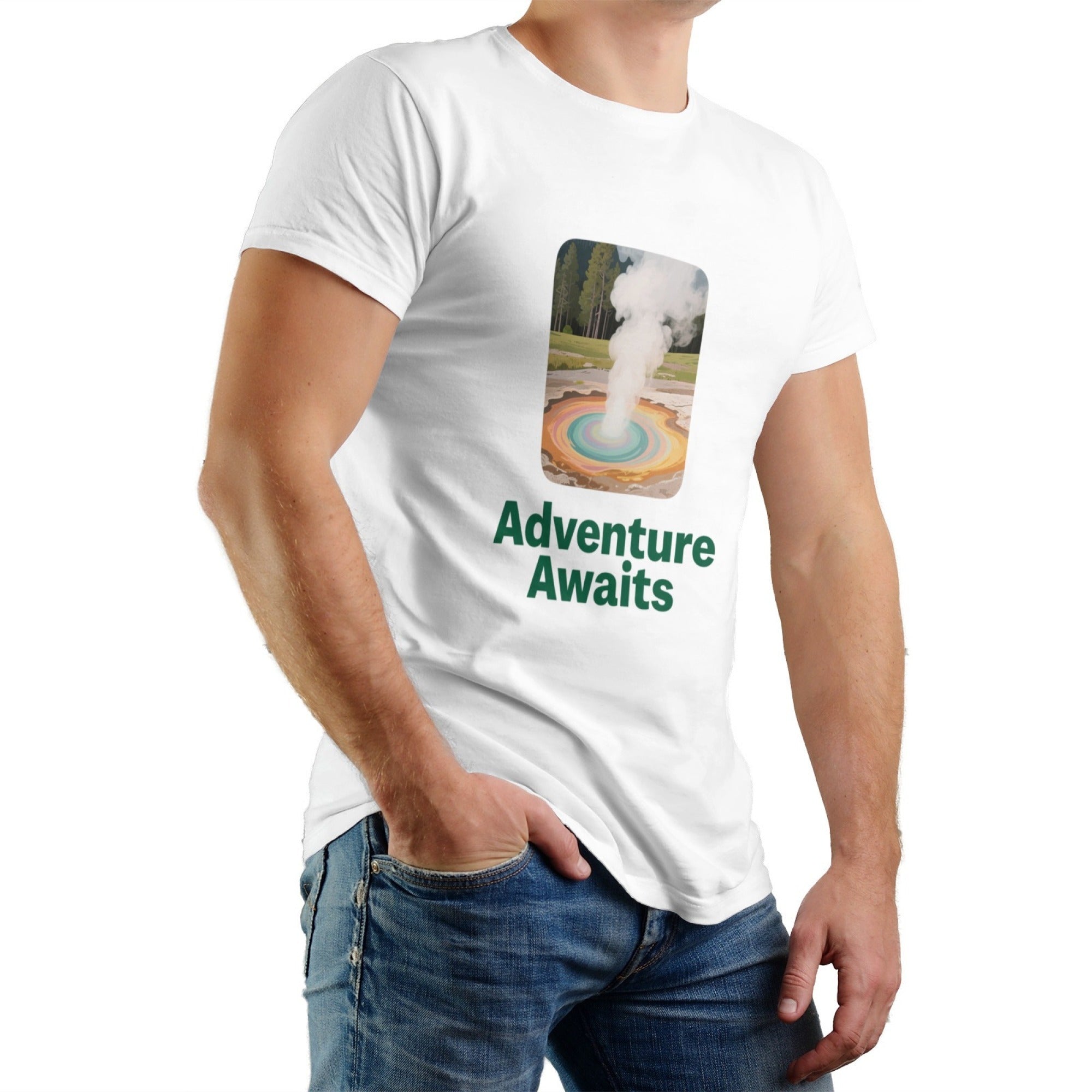 Solid Color Printed Men's Pure Cotton T-shirt - Casual Round Neck, Slightly Elastic, Suitable For Summer Knitted Fabrics, Classic Fit Adult Shirt, Couple Shirt