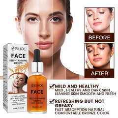 EELHOE Facial Tanning Essence For Achieving A Natural And Stylish Wheat Color Or Bronzed Skin Tone, Providing Hydration And Enhancing The Beauty Of The Skin Without The Need For Sunbathing